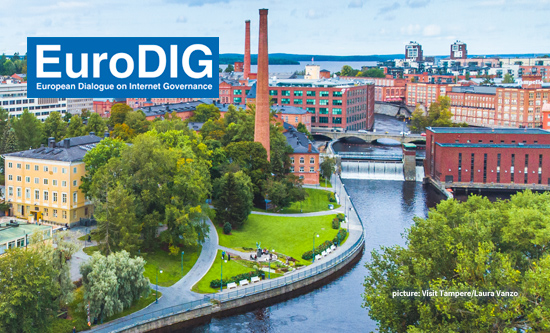 Picture of Tampere with EuroDIG logo